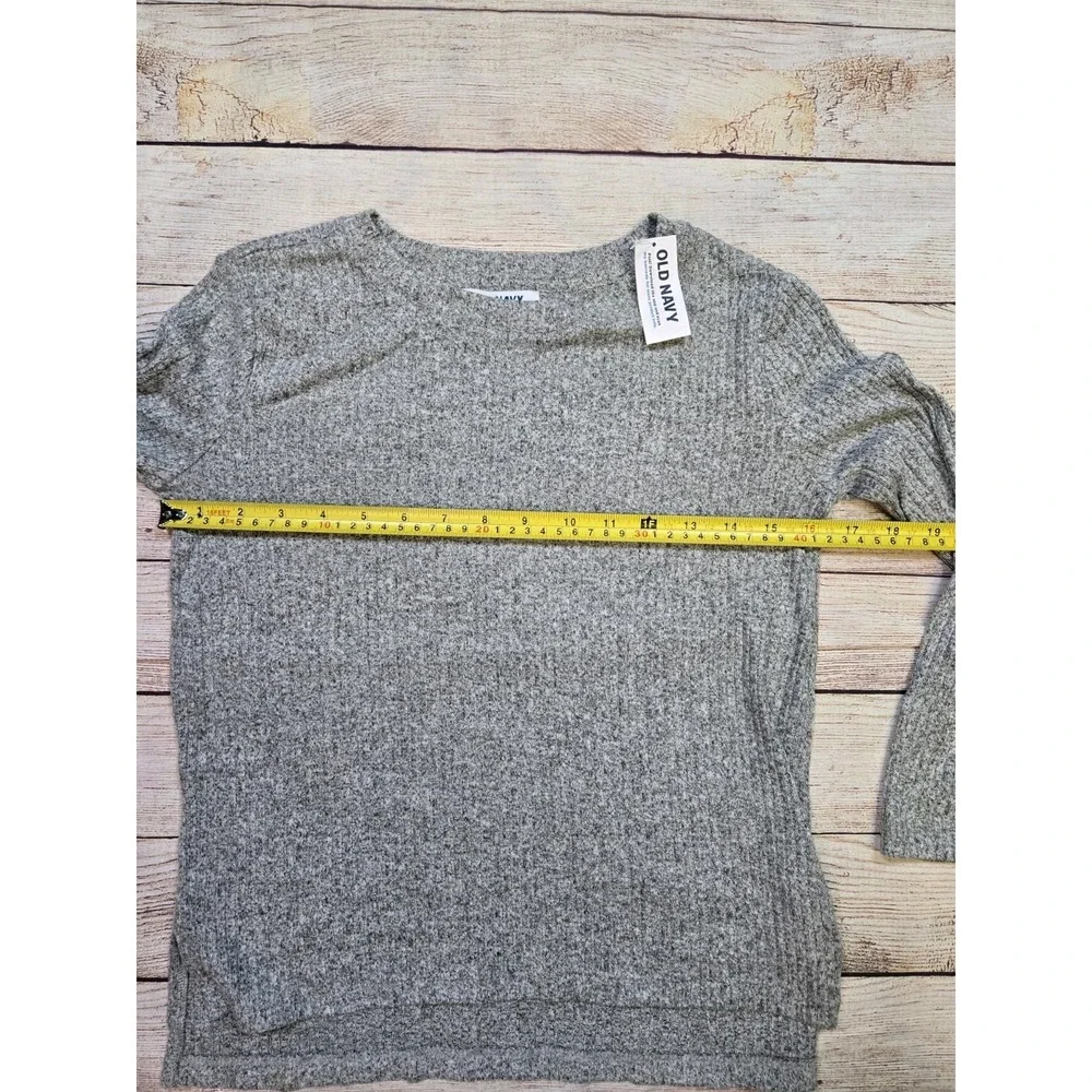 Old‎ Navy Kid Girl Ribbed Knit Soft Spun Knit Gray Long Sleeve Top Size Medium 8